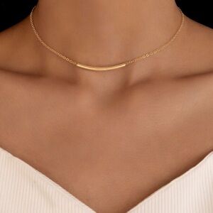 Gold Bar Chain Necklace